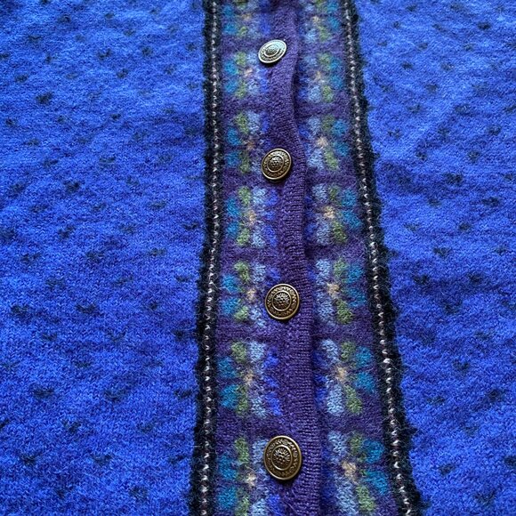 Vintage Tally Ho Cardigan Sweater 100% Wool Women’s Size Large Royal Blue - Picture 6 of 13